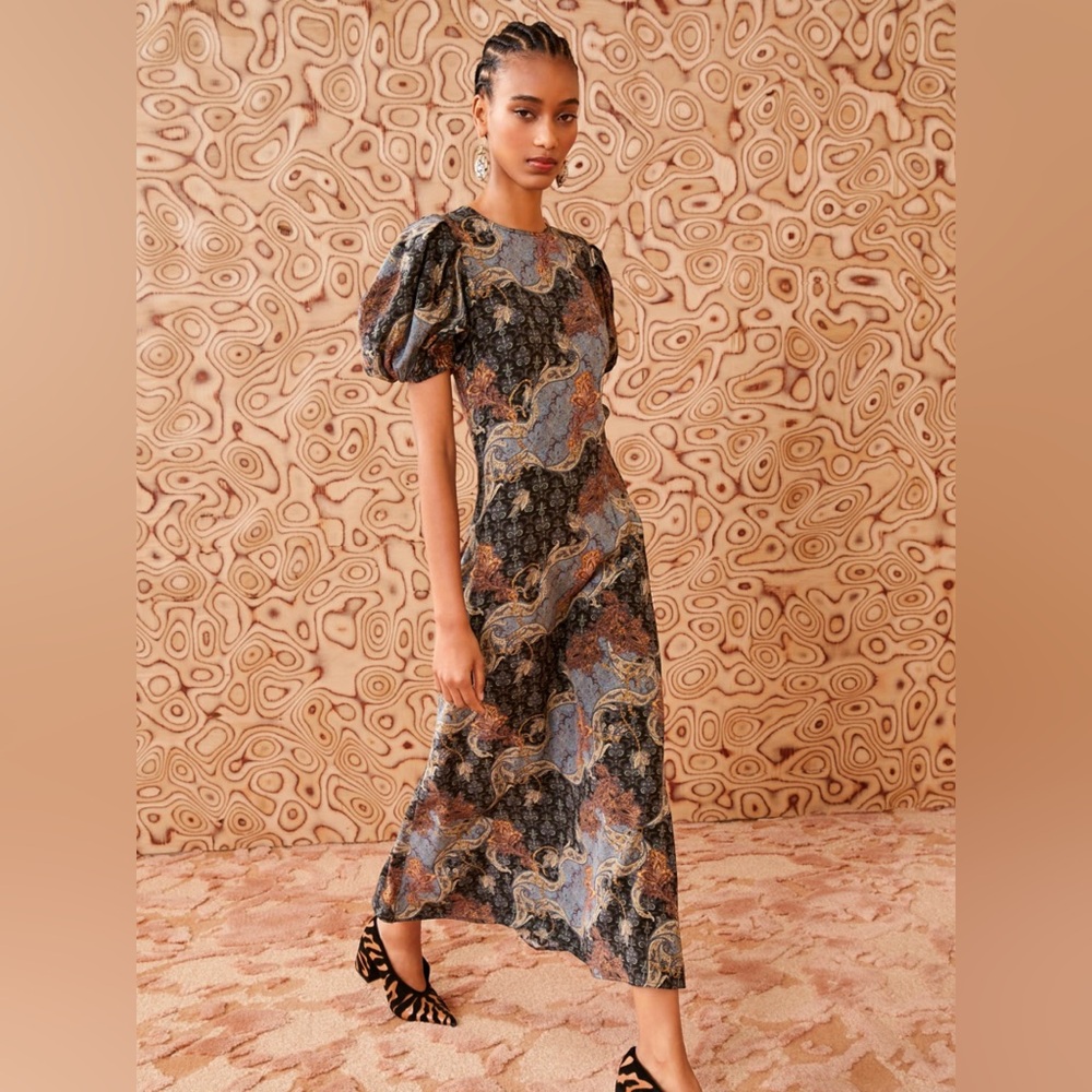 New $690 Ulla Johnson Calais Silk Maxi Dress In Azure